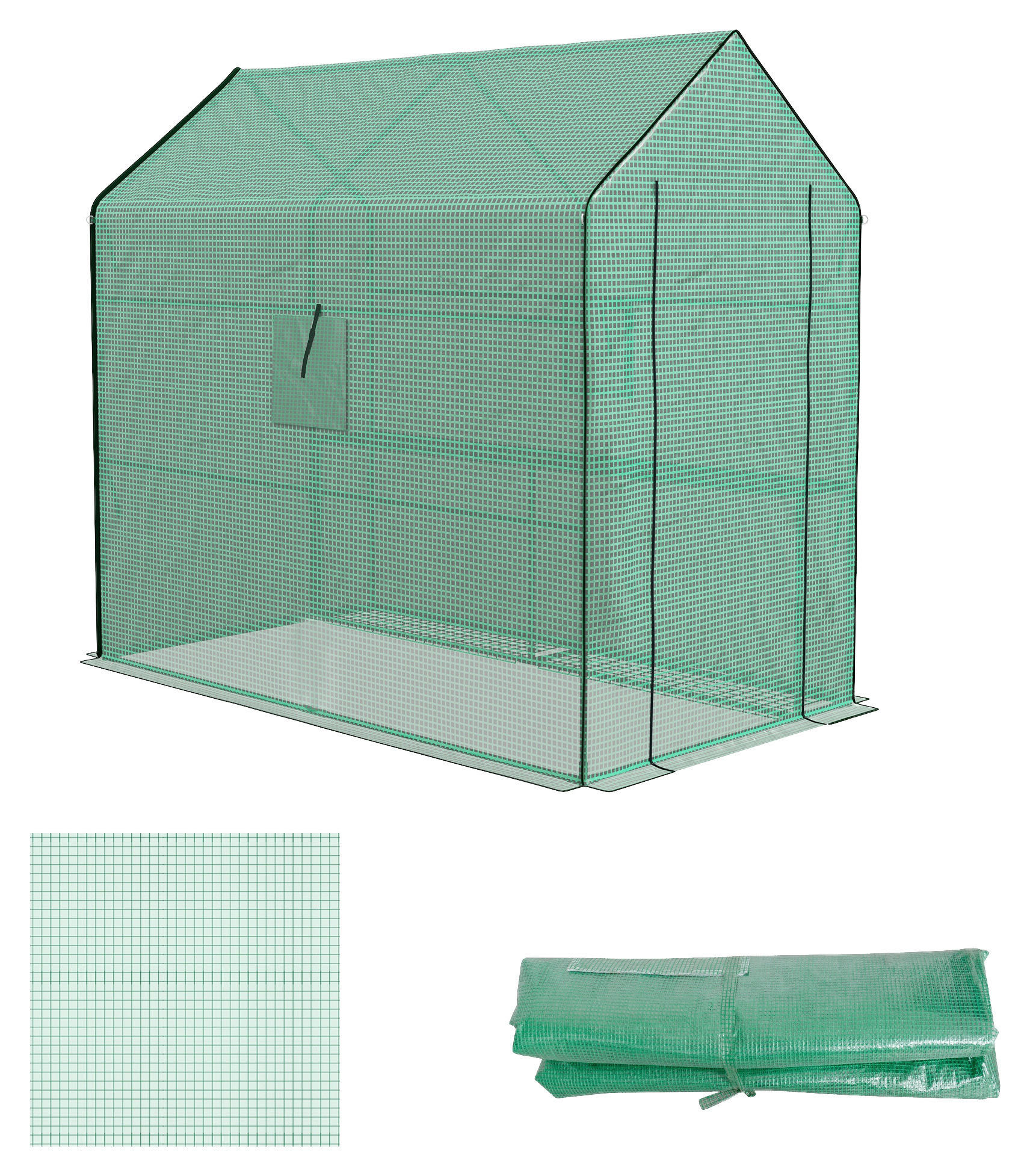 Outsunny Garten-Zubehör grün B/H/L: ca. 213x140x190 cm Gewächshausfolie - grün (190,00/213,00/140,00cm) - Outsunny