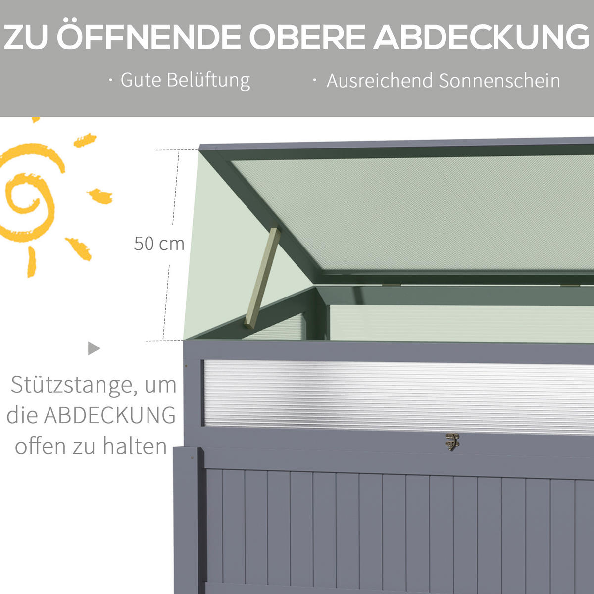 Outsunny Hochbeet grau Holz B/H/L: ca. 54x122x120 cm Hochbeet - grau (120,00/54,00/122,00cm) - Outsunny