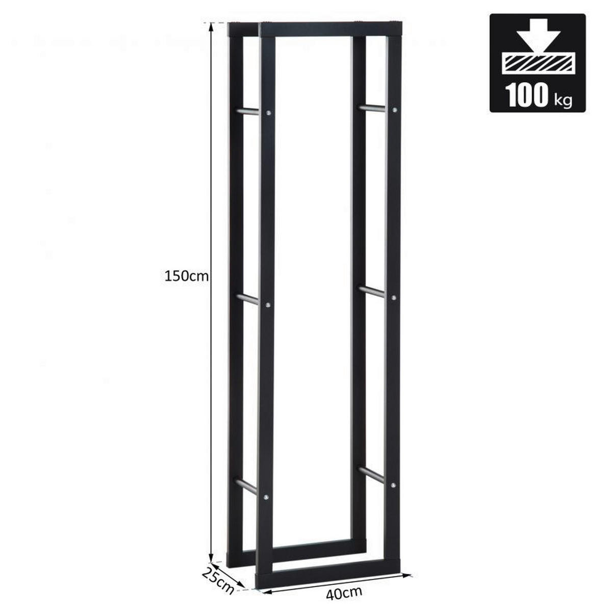 HOMCOM Kaminholzständer schwarz B/H/T: ca. 40x150x25 cm Kaminholzständer 820-147 - schwarz (40,00/150,00/25,00cm) - HOMCOM