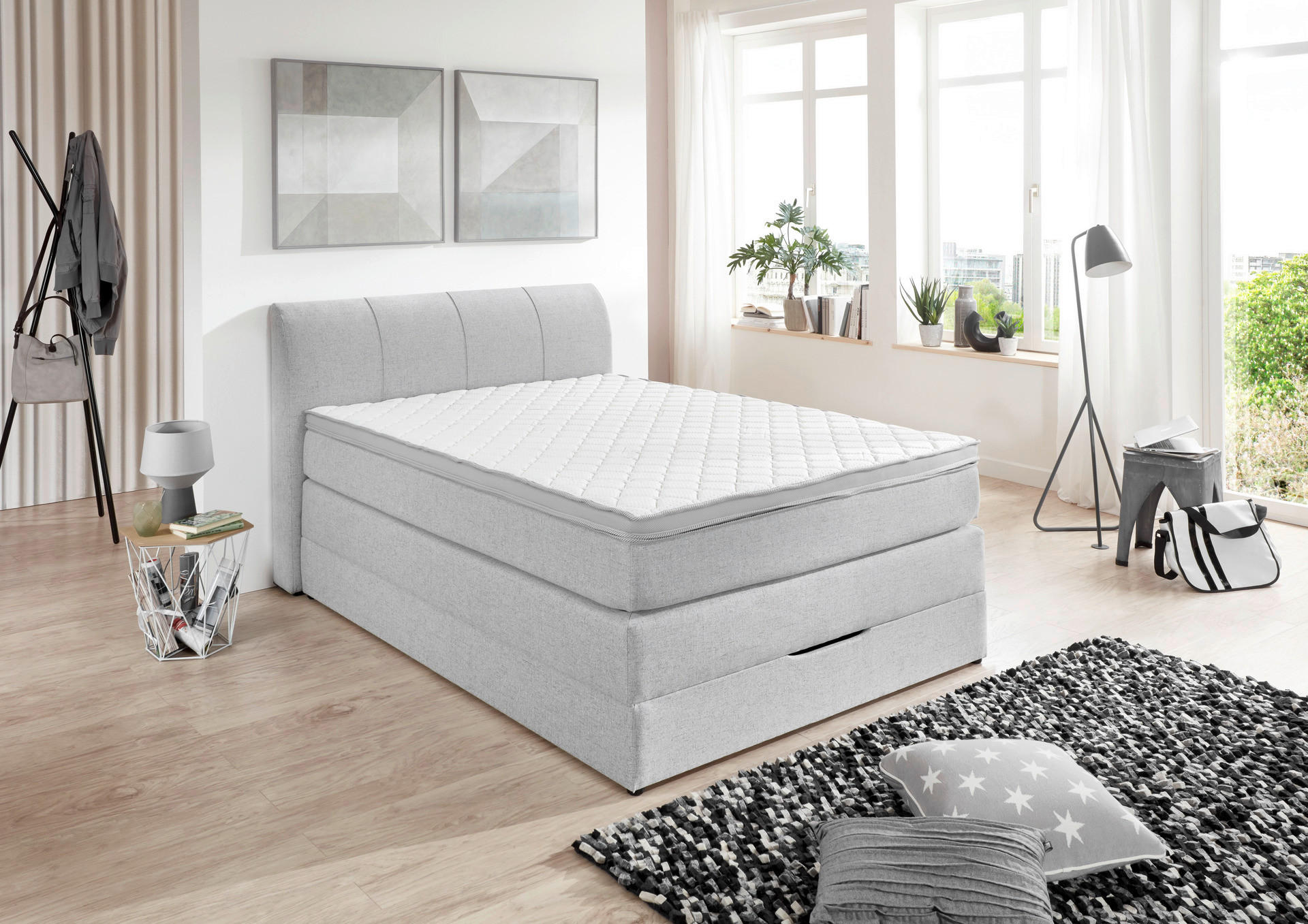 Boxspringbett Modesto Silbergrau Modesto - Silbergrau (128,00/106,00/216,00cm)
