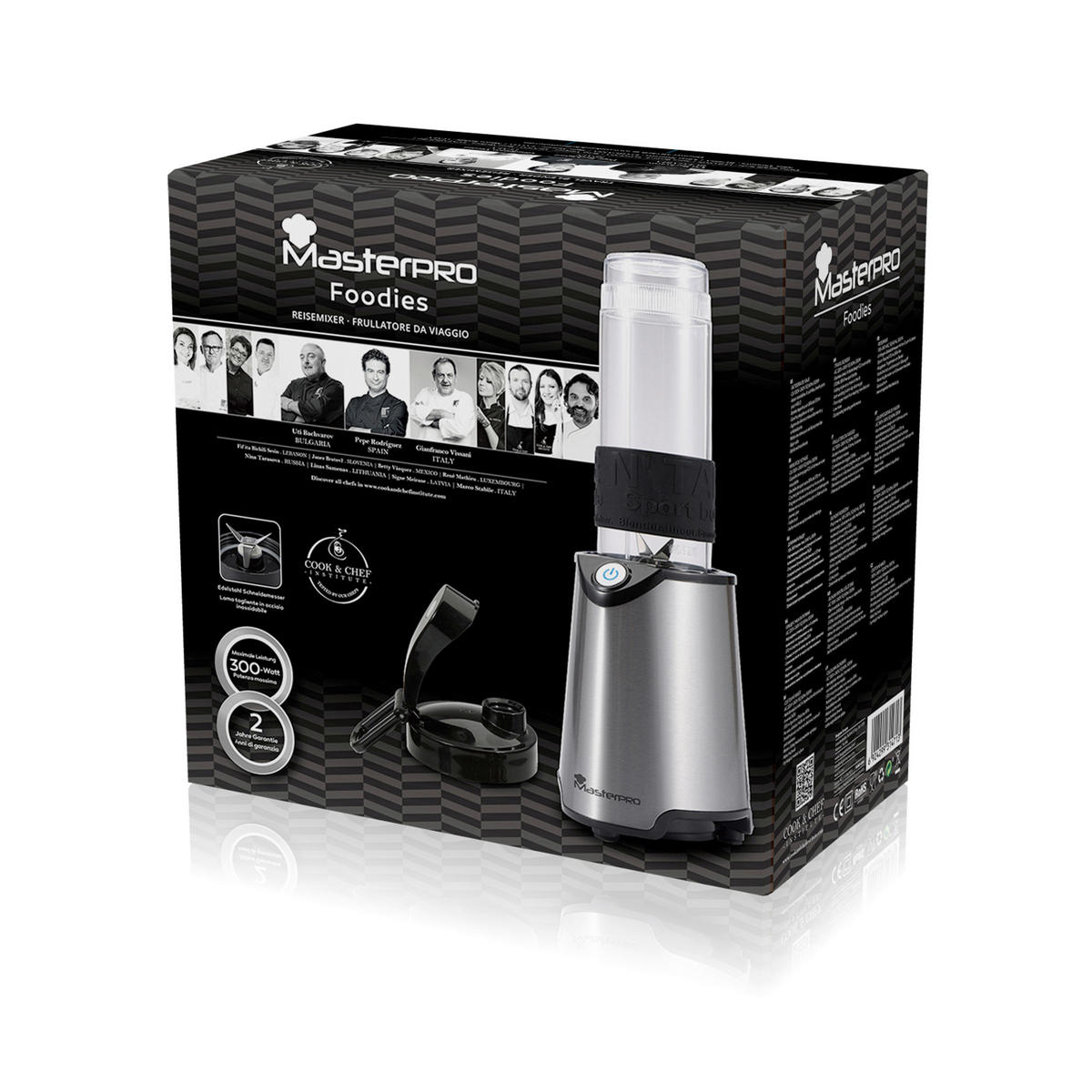 MASTERPRO Smoothie-Maker BGMP-9000 Foodies schwarz grau Edelstahl Kunststoff B/H/T: ca. 23x22,5x13 cm Foodies BGMP-9000 - schwarz/grau (23,00/22,50/13,00cm) - MASTERPRO