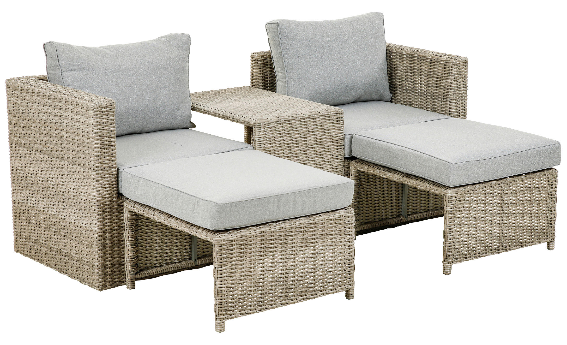 Greemotion Loungeset Olea mini hellbraun Polyester B/H/L: ca. 77x66,5x74,5 cm Olea mini - hellgrau/hellbraun (74,50/77,00/66,50cm) - Greemotion