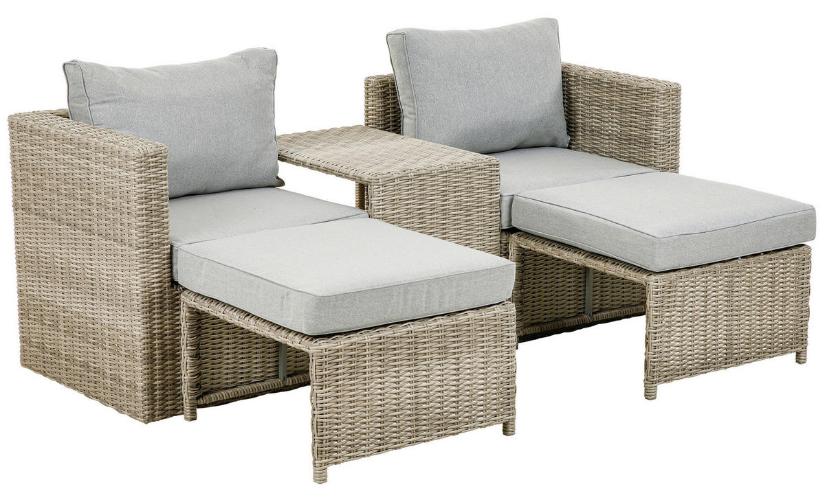 Greemotion Loungeset Olea mini hellbraun Polyester B/H/L: ca. 77x66,5x74,5 cm Olea mini - hellgrau/hellbraun (74,50/77,00/66,50cm) - Greemotion