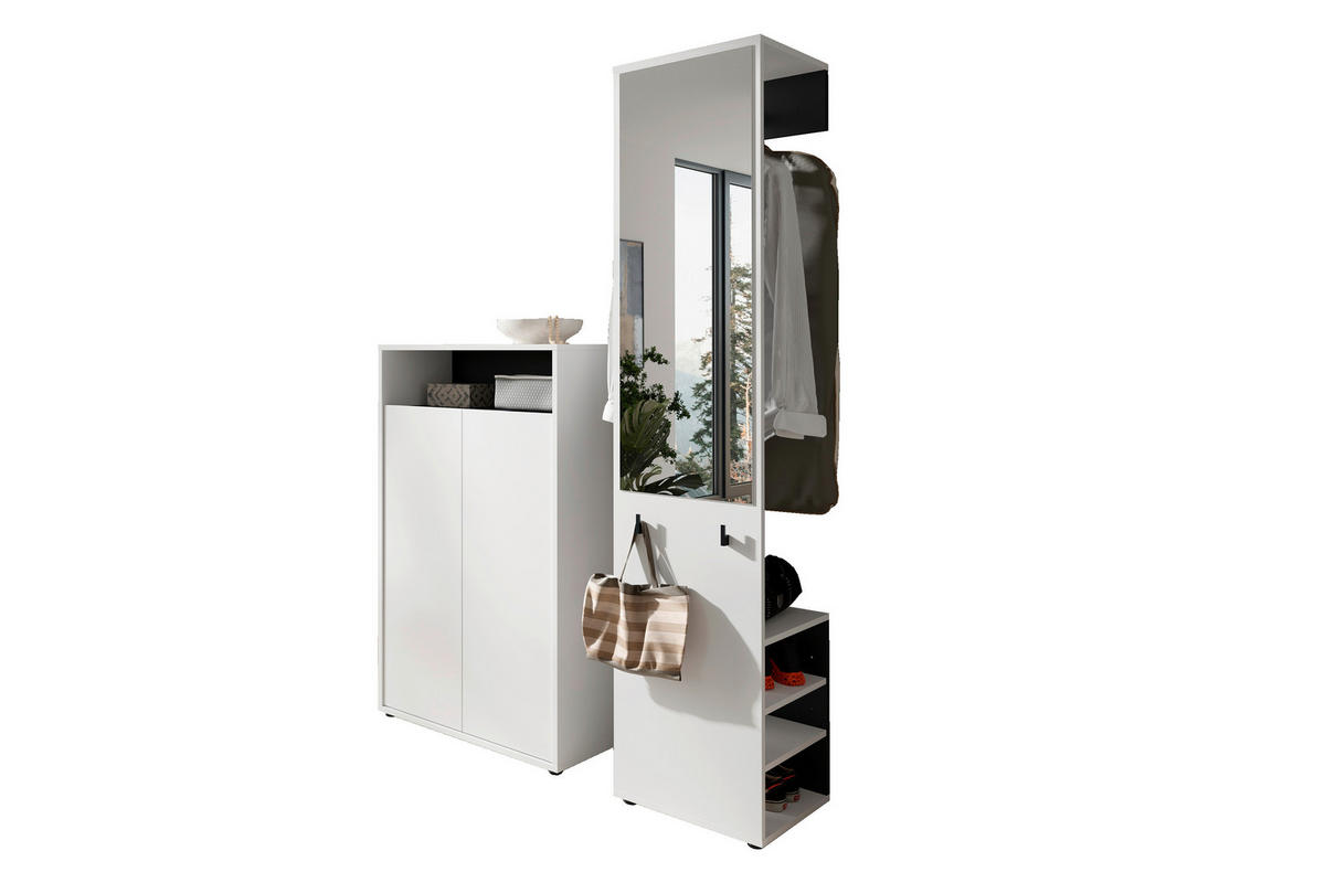 Garderobe Lyon weiß schwarz B/H/T: ca. 70x115x33,5 cm Lyon - weiß/schwarz (70,00/115,00/33,50cm) - byLIVING