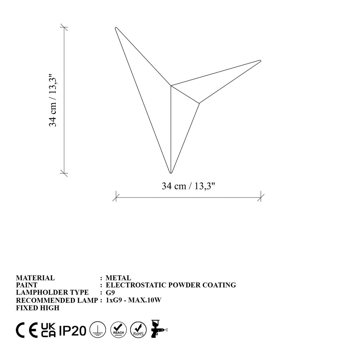 Opviq Wandleuchte gold Metall B/H/L: ca. 5x34x34 cm G9 1 Brennstellen Kus-Nuw - gold (34,00/5,00/34,00cm) - Opviq