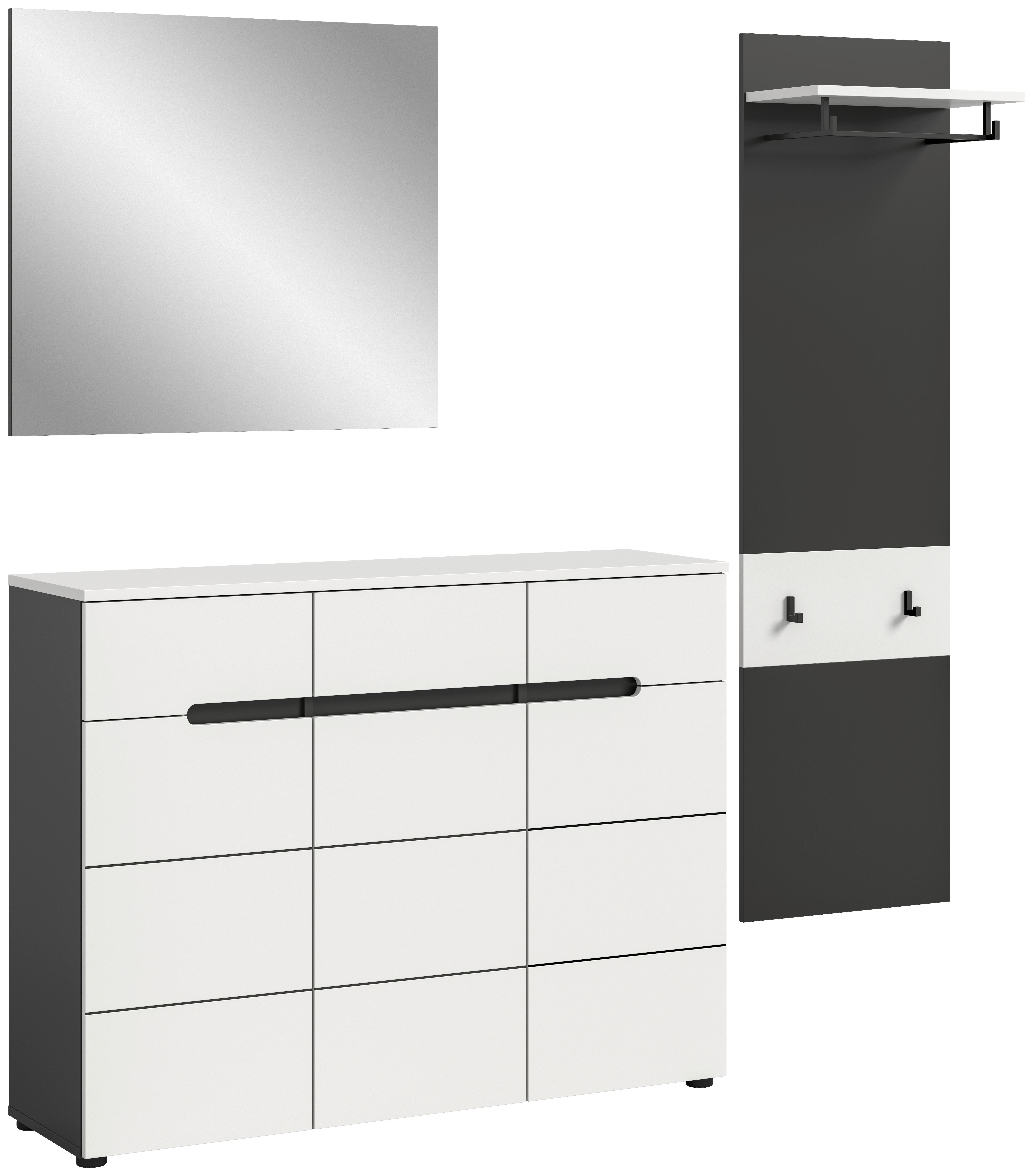 Garderobe Canu basaltgrau Nachbildung weiß B/H/T: ca. 180x190x37 cm Canu - weiß/basaltgrau (180,00/190,00/37,00cm) - xonox.home