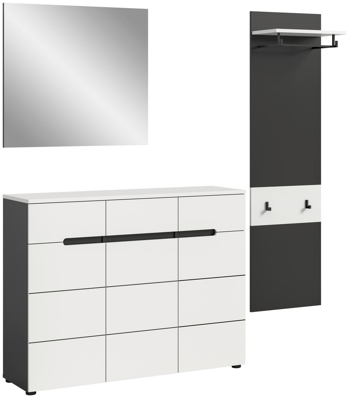 Garderobe Canu basaltgrau Nachbildung weiß B/H/T: ca. 180x190x37 cm Canu - weiß/basaltgrau (180,00/190,00/37,00cm) - xonox.home