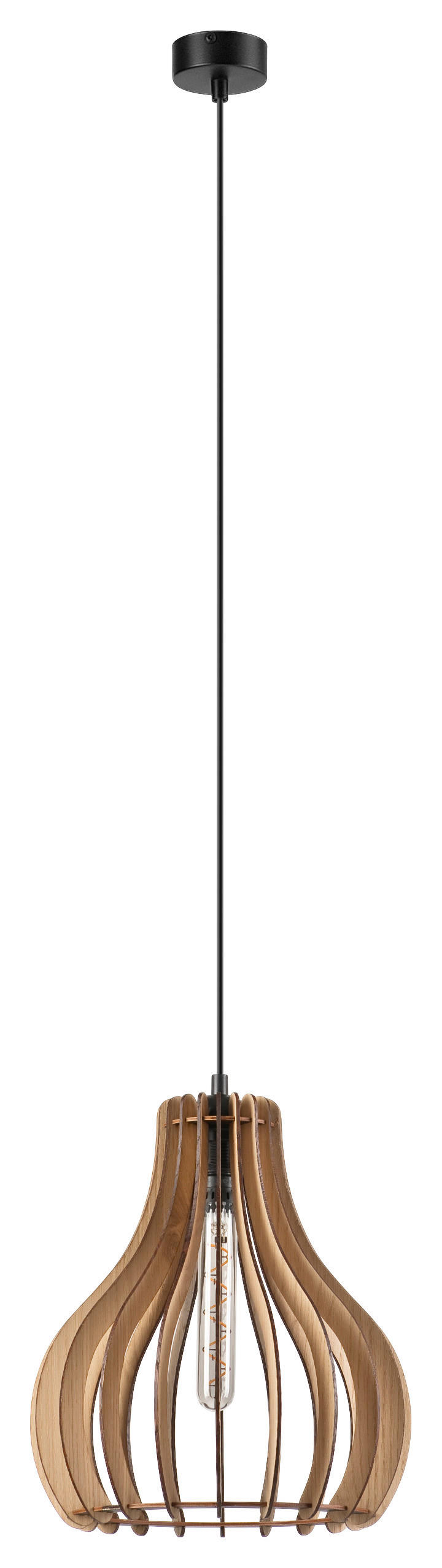 Lamkur Pendelleuchte TUCCI 50119 Eiche Eiche H/L: ca. 120x29 cm E27 1 Brennstellen Tucci - Eiche (29,00cm) - Lamkur
