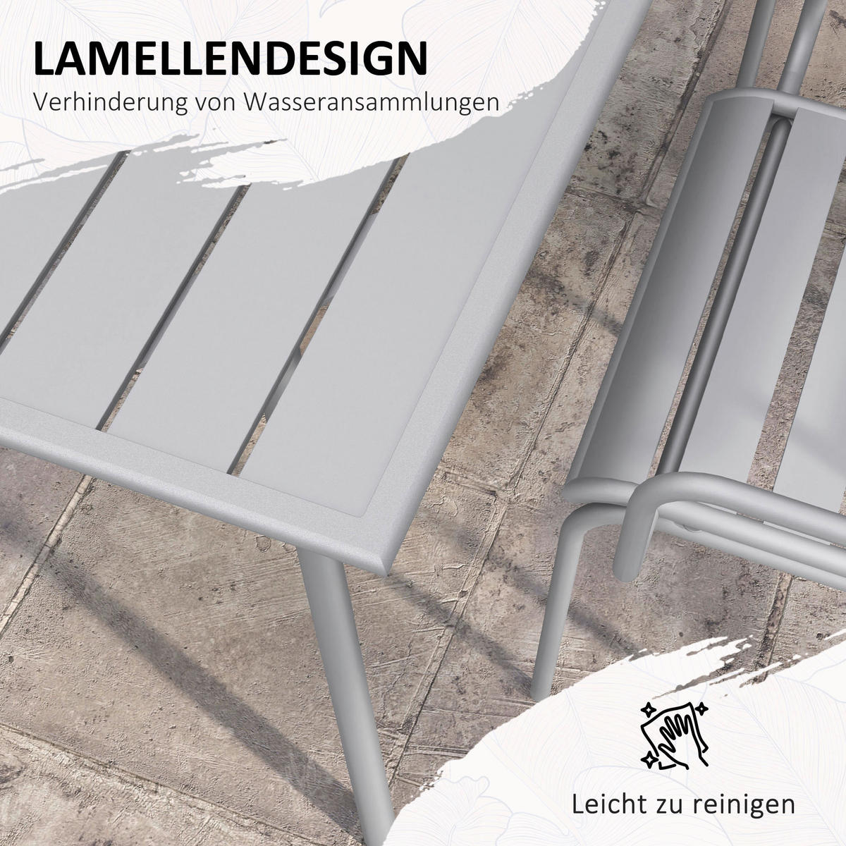 Outsunny Gartensitzgruppe 5tlg. hellgrau Stahl B/H/L: ca. 80x74x80 cm Gartensitzgruppe 5tlg. - hellgrau (80,00/80,00/74,00cm) - Outsunny