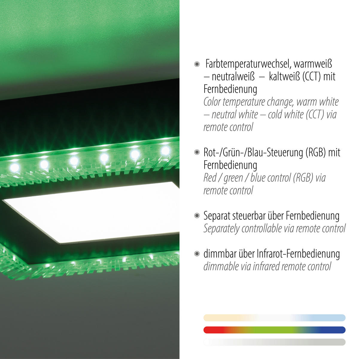 Just Light LED-Deckenleuchte 14510-18 schwarz Kunststoff B/H/L: ca. 20x5x20 cm ACRI - schwarz (20,00/20,00/5,00cm) - Just Light