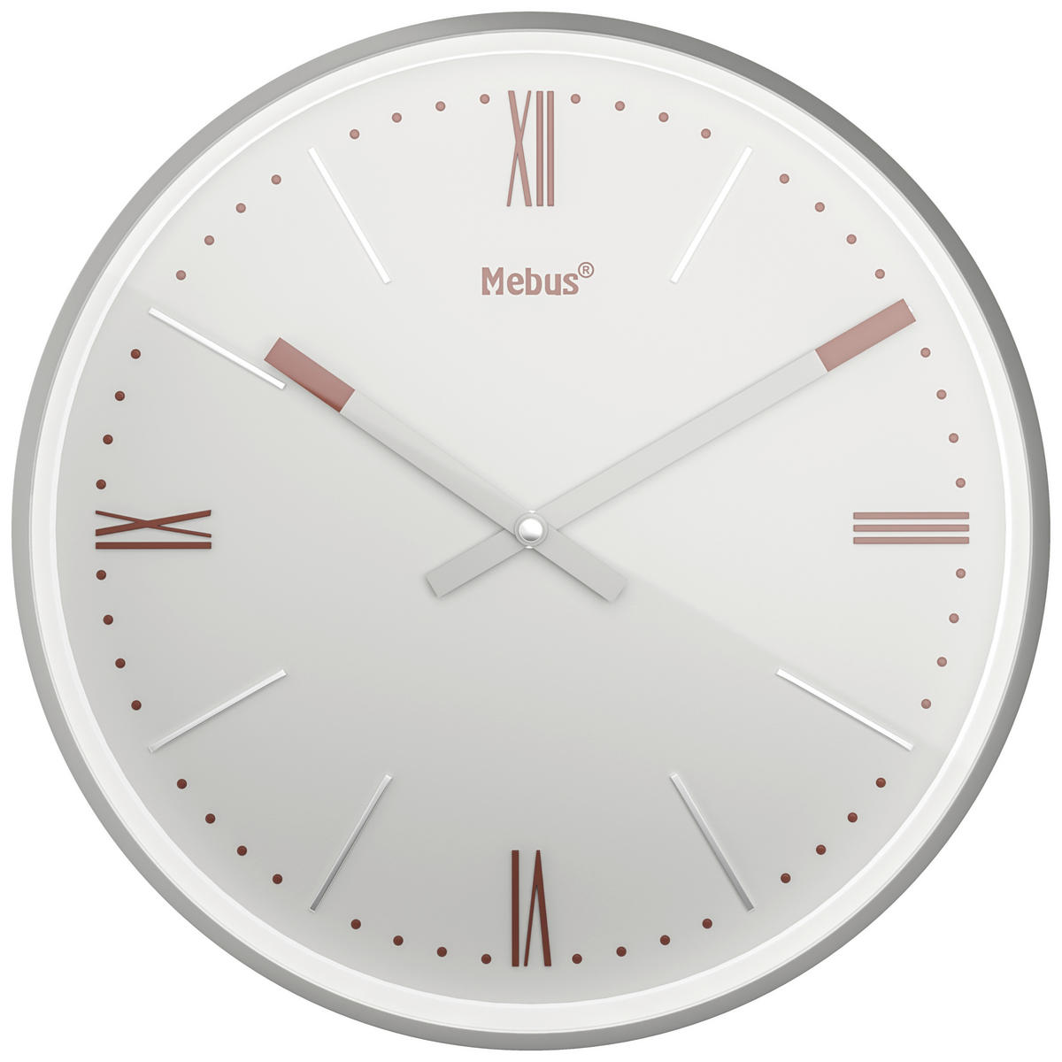 Mebus Wanduhr grau D: ca. 25 cm Wanduhr_Funk - rosa/grau (25,00cm) - Mebus