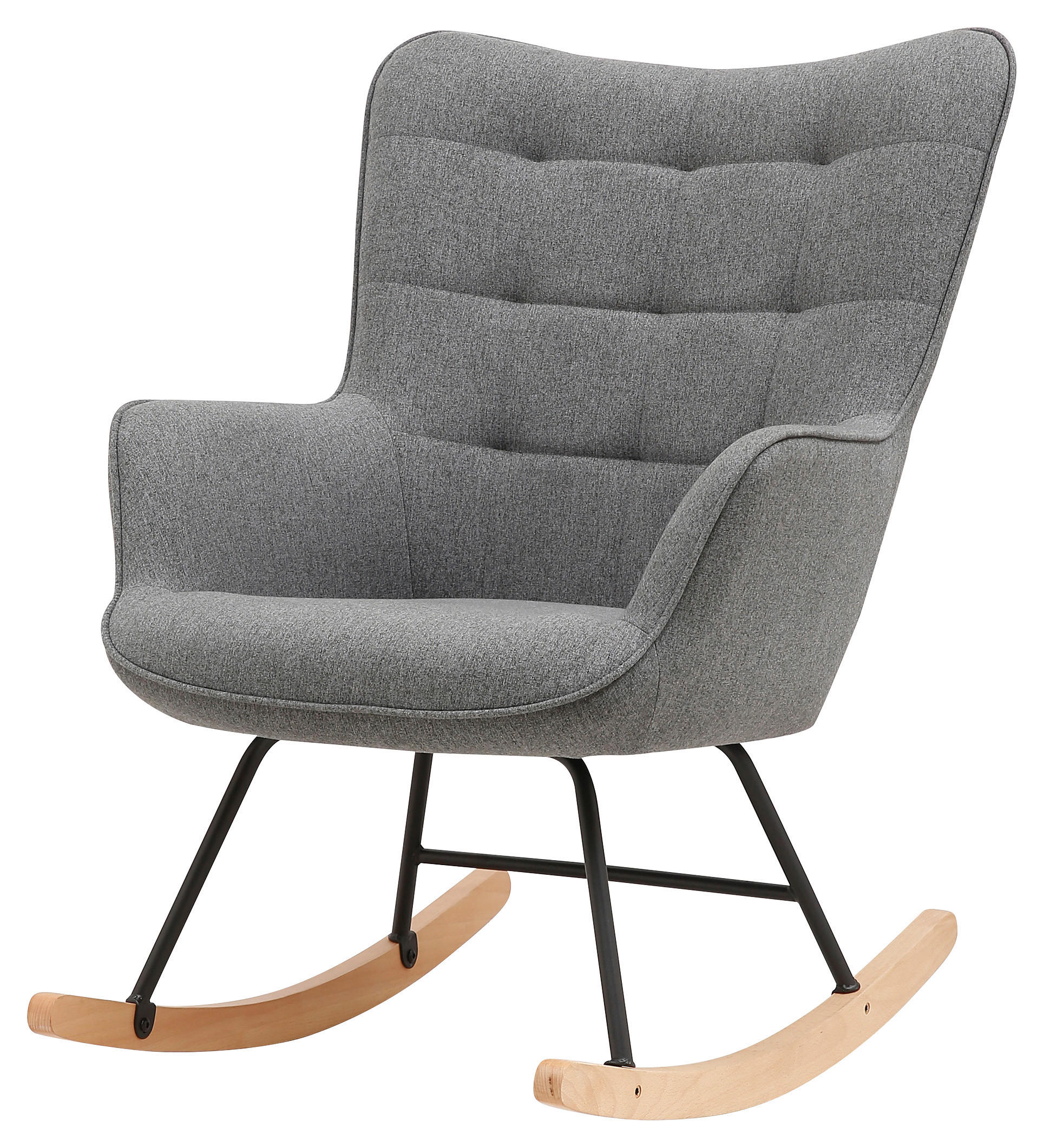byLIVING Schaukelstuhl RICHIE grau schwarz natur Webstoff Metall Buche B/H/T: ca. 72x92x92 cm RICHIE - natur/schwarz (72,00/92,00/92,00cm) - byLIVING