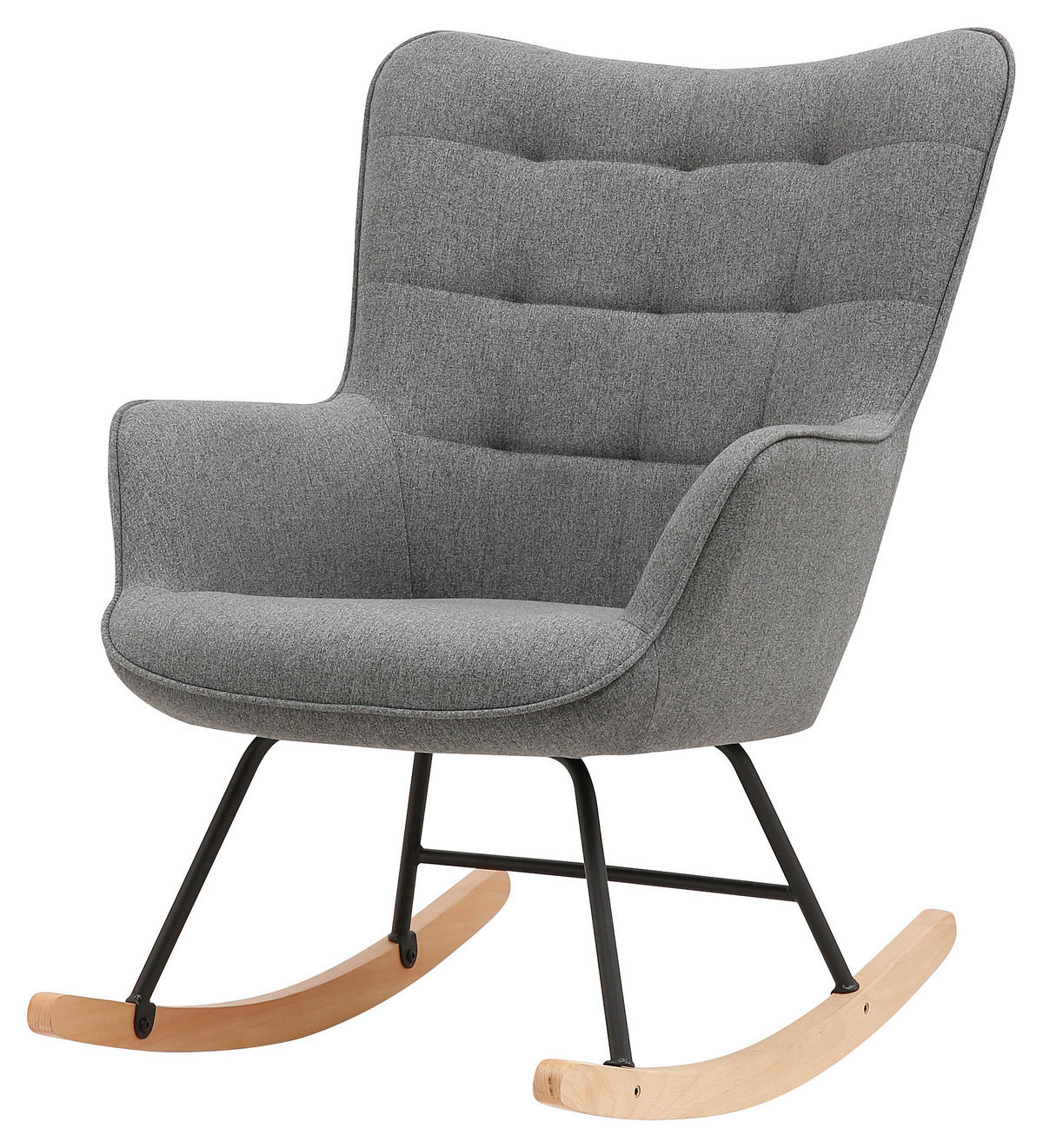 byLIVING Schaukelstuhl RICHIE grau schwarz natur Webstoff Metall Buche B/H/T: ca. 72x92x92 cm RICHIE - natur/schwarz (72,00/92,00/92,00cm) - byLIVING