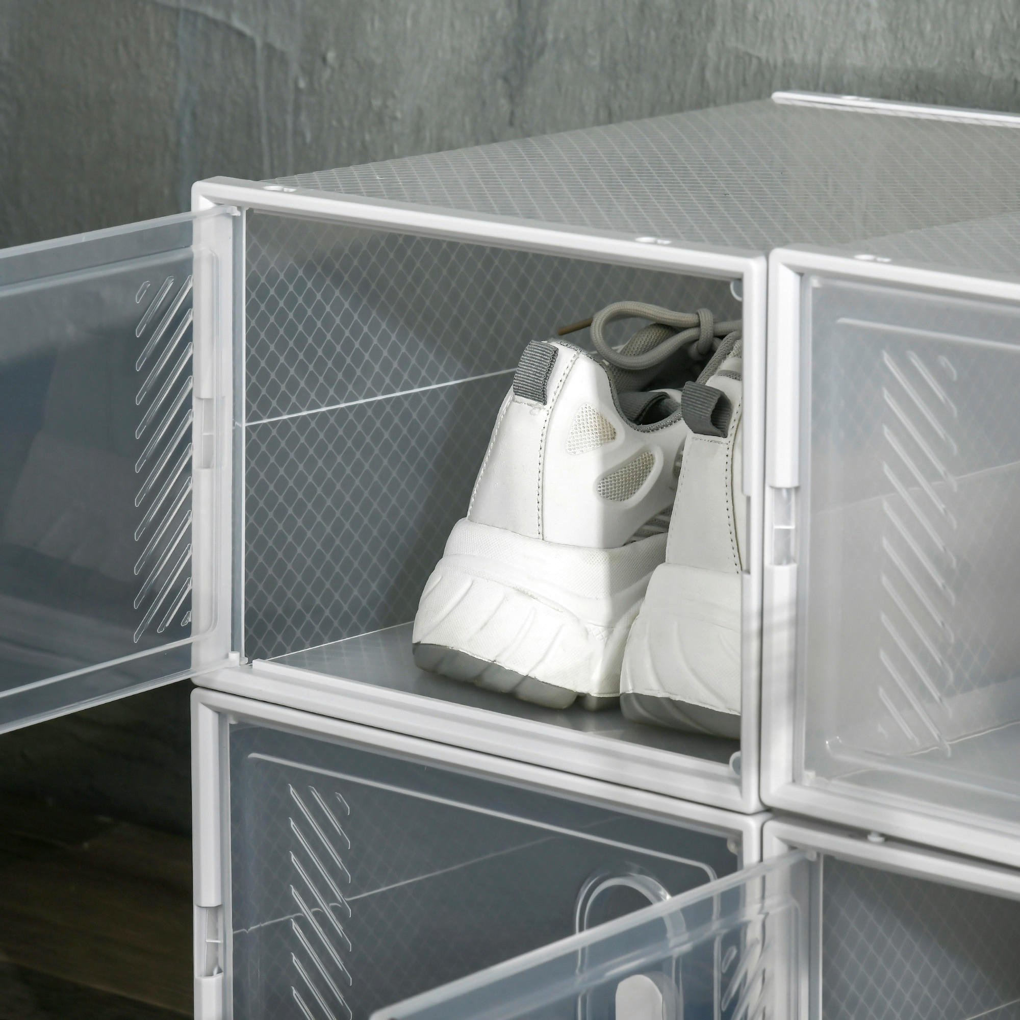 HOMCOM Schuhregal transparent Polypropylen B/H/L: ca. 35x25x19 cm Schuhschrank_mit_Stecksystem - transparent (19,00/35,00/25,00cm) - HOMCOM