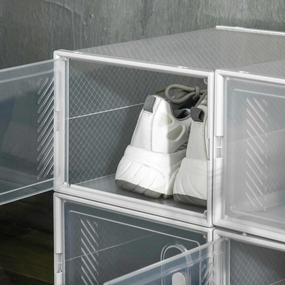 HOMCOM Schuhregal transparent Polypropylen B/H/L: ca. 35x25x19 cm Schuhschrank_mit_Stecksystem - transparent (19,00/35,00/25,00cm) - HOMCOM