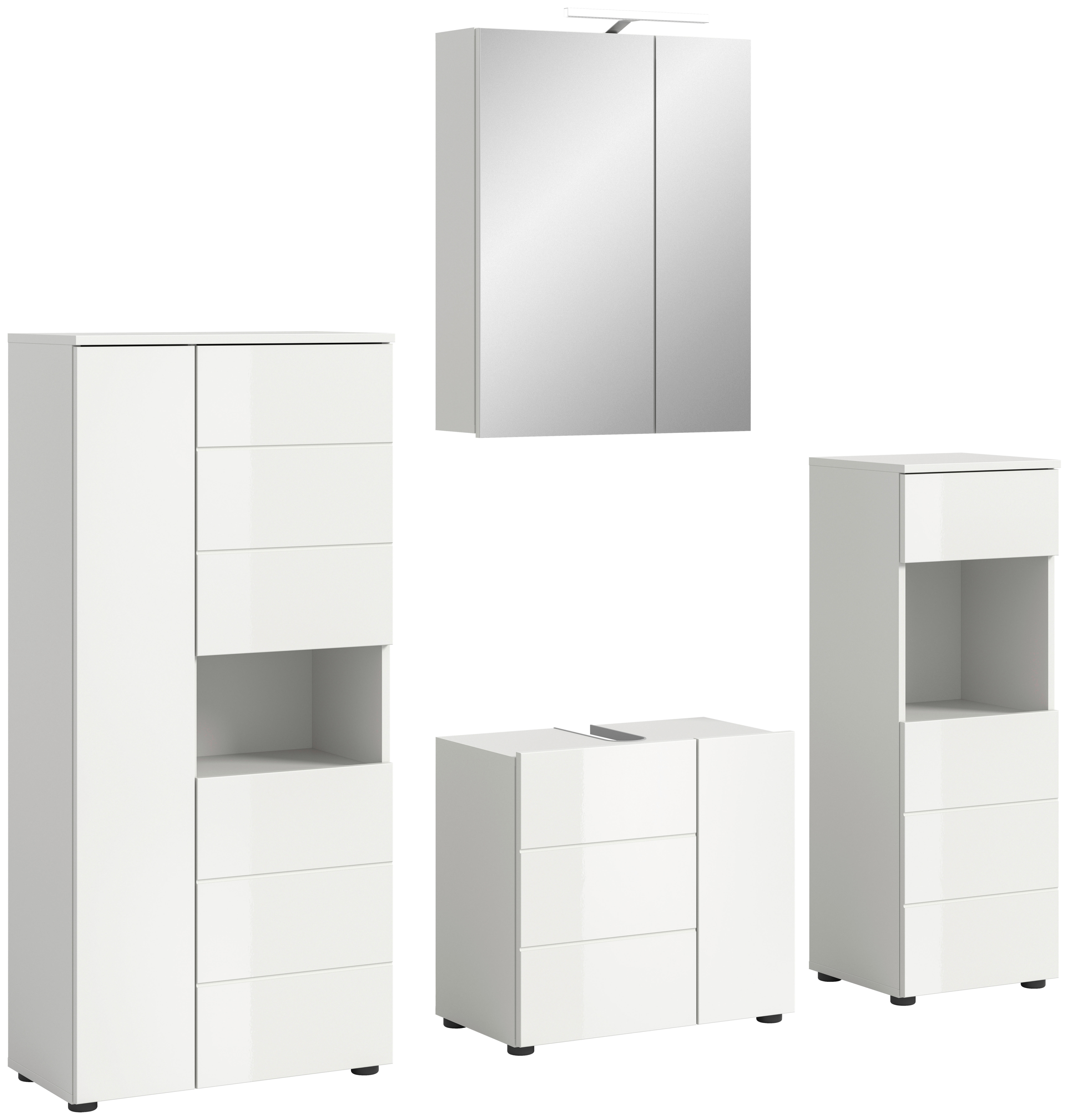 Badezimmer-Set VIRA weiß weiß Hochglanz B/H/T: ca. 188x190x34 cm VIRA - weiß (188,00/190,00/34,00cm) - xonox.home
