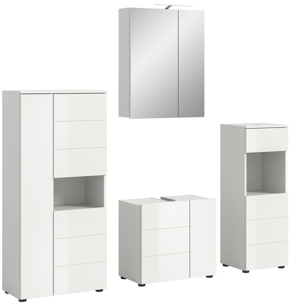 Badezimmer-Set VIRA weiß weiß Hochglanz B/H/T: ca. 188x190x34 cm VIRA - weiß (188,00/190,00/34,00cm) - xonox.home