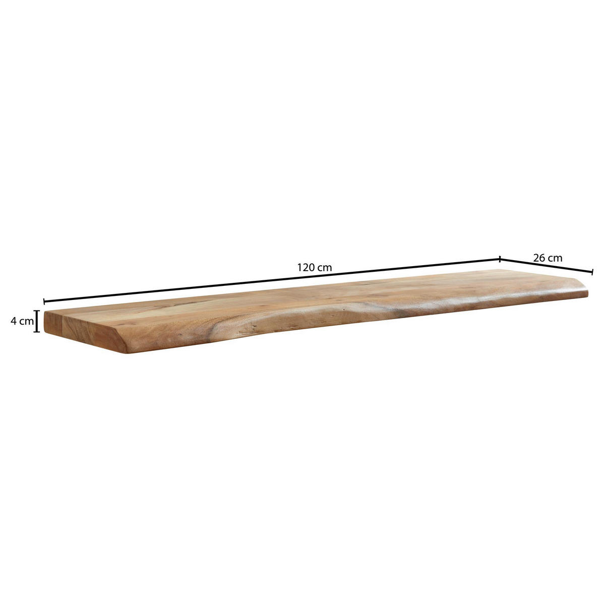 Wandregal braun Holz B/H/T: ca. 120x4x26 cm Wandregal - braun (120,00/4,00/26,00cm) - Wohnling