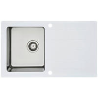 Respekta Einbauspüle New York 86 x 50 W weiß Glas Edelstahl B/H/T: ca. 86x21x50 cm New York 86 x 50 W - weiß (86,00/21,00/50,00cm) - Respekta