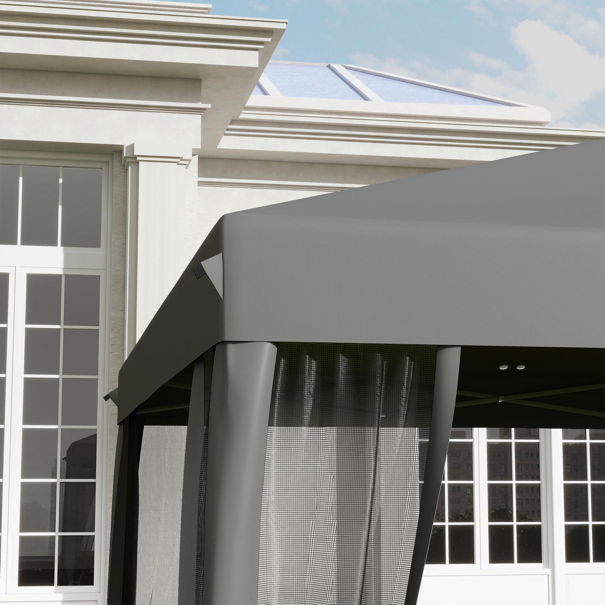 Outsunny Pavillon schwarz Metall B/H/L: ca. 295x260x295 cm Pavillon - hellgrau/schwarz (295,00/295,00/260,00cm) - Outsunny
