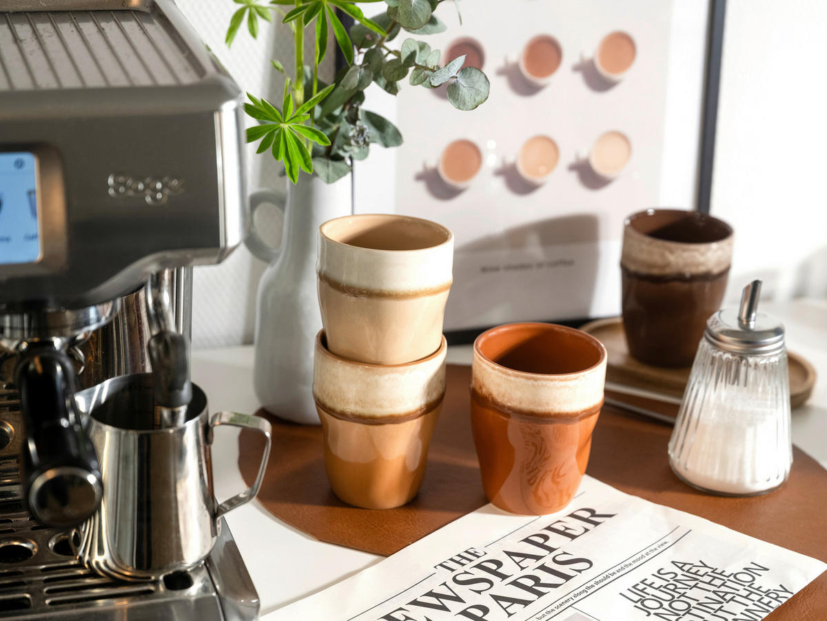 CreaTable Kaffeetassenset Squeezy Mocha braun Steinzeug 4 tlg. Squeezy Mocha - braun - CreaTable