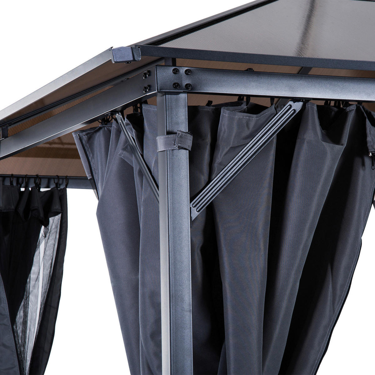 Outsunny Gartenpavillon braun Alu B/H/L: ca. 300x265x300 cm Gartenpavillon - braun/dunkelgrau (300,00/300,00/265,00cm) - Outsunny