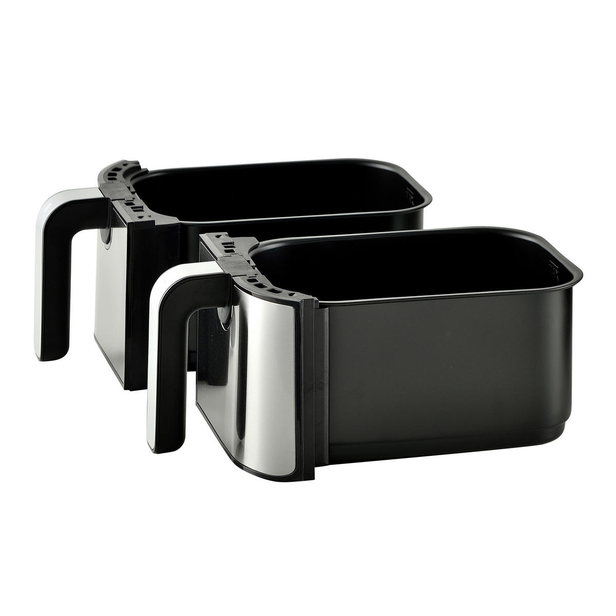 MASTERPRO Heißluftfritteuse Doppelbehälter BGMP-9178-BK silber Metall B/H/T: ca. 45x35,5x38 cm ca. 9 l Rocket duo 900 BGMP-9178-BK - schwarz/silber (45,00/35,50/38,00cm) - MASTERPRO