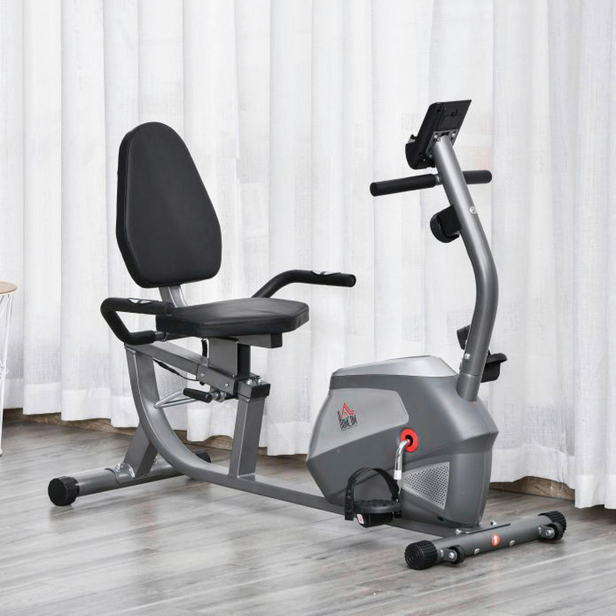 HOMCOM Liegeergometer grau Metall B/H/L: ca. 62,5x38x136 cm Liegeergometer - silber/grau (136,00/62,50/38,00cm) - HOMCOM