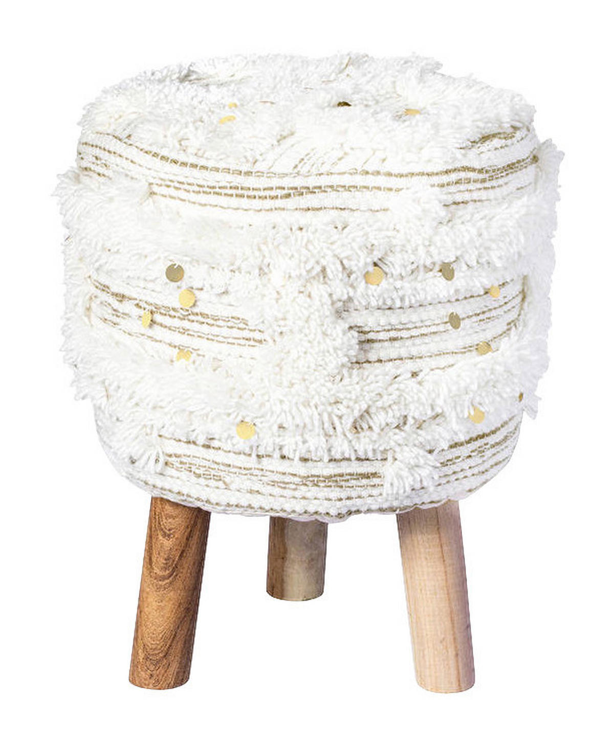 360 Living Hocker Bohist 400 creme khaki Baumwolle Baumwolle Holz H/D: ca. 50x38 cm Bohist 400 - creme/khaki (38,00/50,00cm) - 360 Living