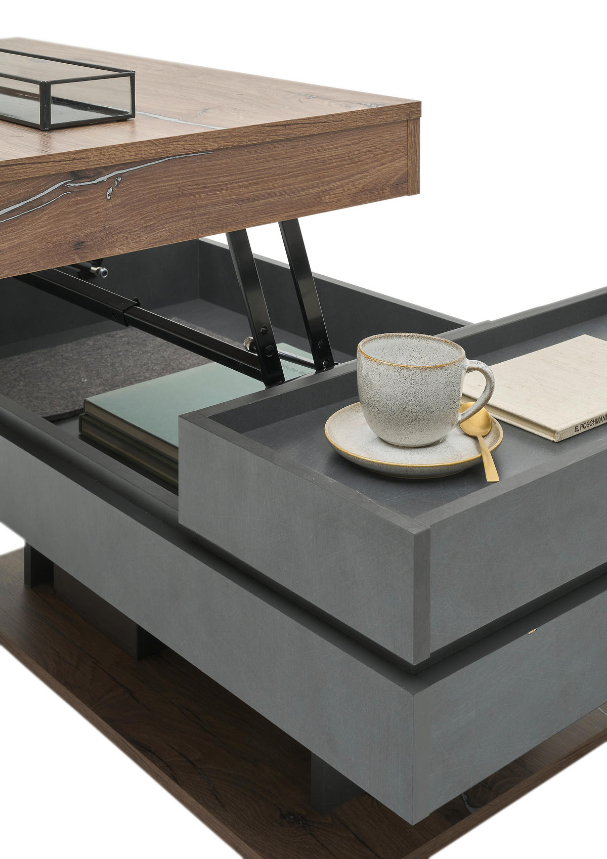 Couchtisch Kathi Eiche Matera Nachbildung B/H/T: ca. 110x43x60 cm Kathi - Eiche/dunkelgrau (110,00/43,00/60,00cm)