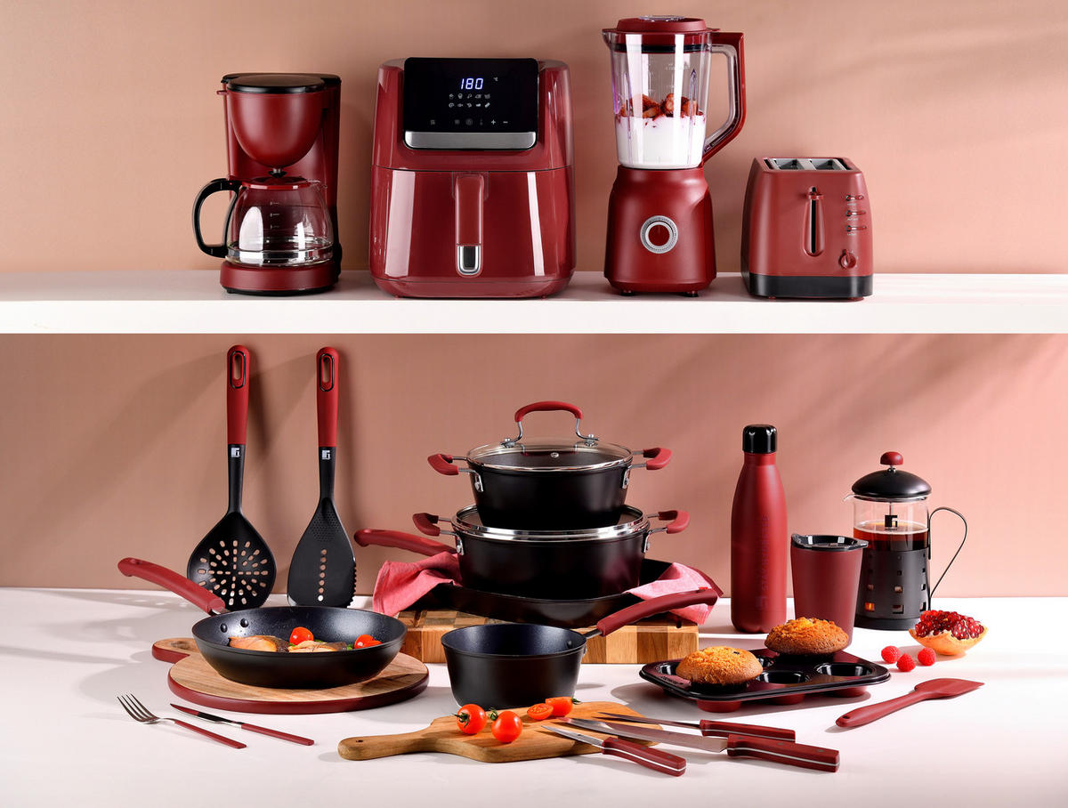 BERGNER Kontaktgrill schwarz Polypropylen B/H/L: ca. 15x36,5x38 cm MAROON - rot/schwarz (38,00/15,00/36,50cm) - BERGNER