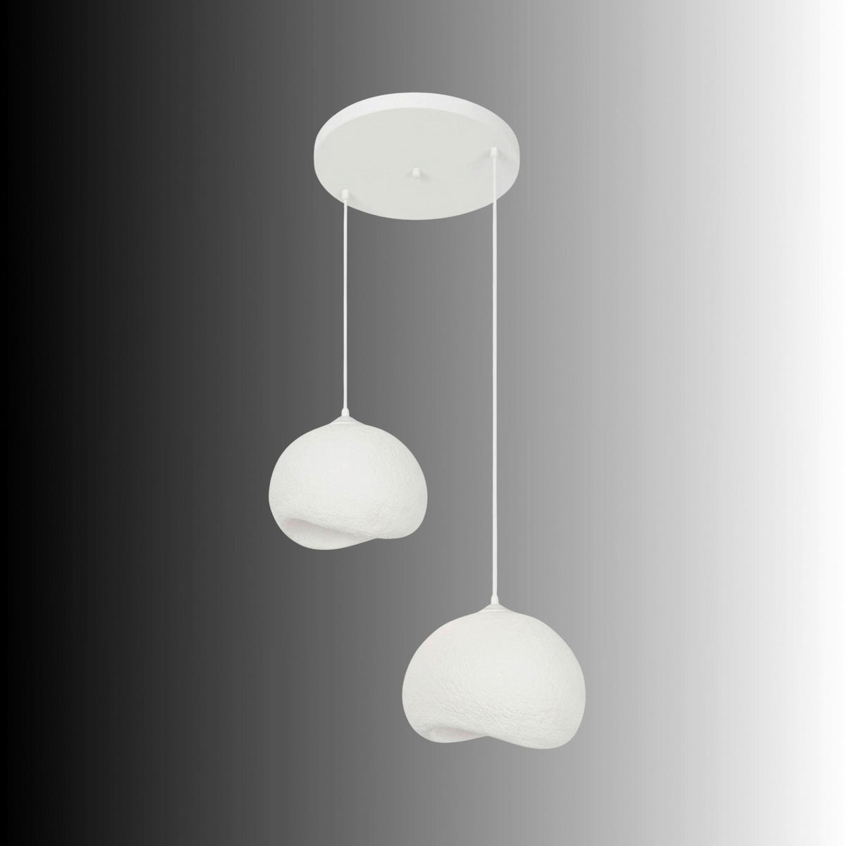 Opviq Pendelleuchte weiß Polyester-Mischgewebe Metall B/H/L: ca. 29x120x34 cm E27 2 Brennstellen Yontu - 15852 - weiß (34,00/29,00/120,00cm) - Opviq