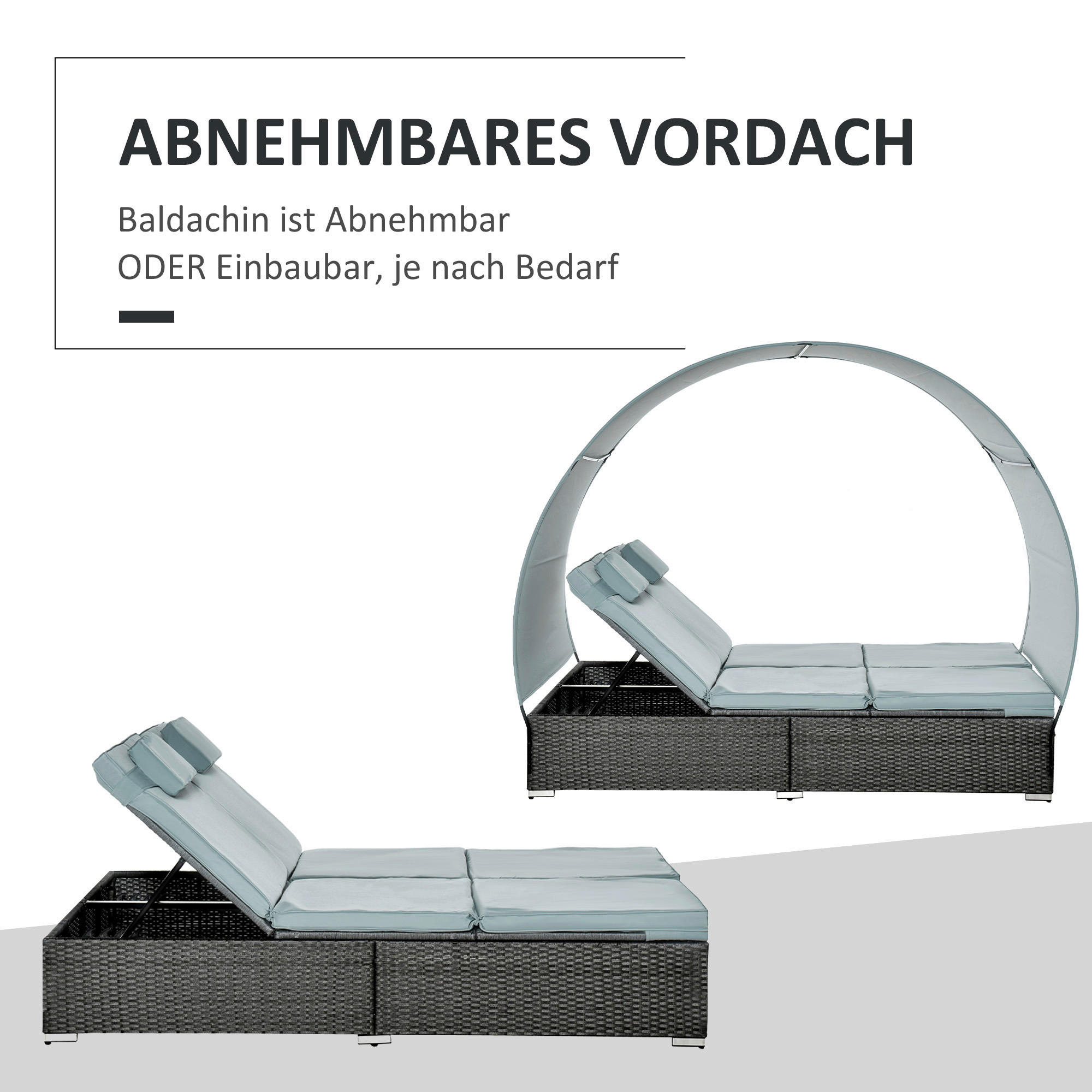 Outsunny Gartenliege grau Polyrattan B/H...