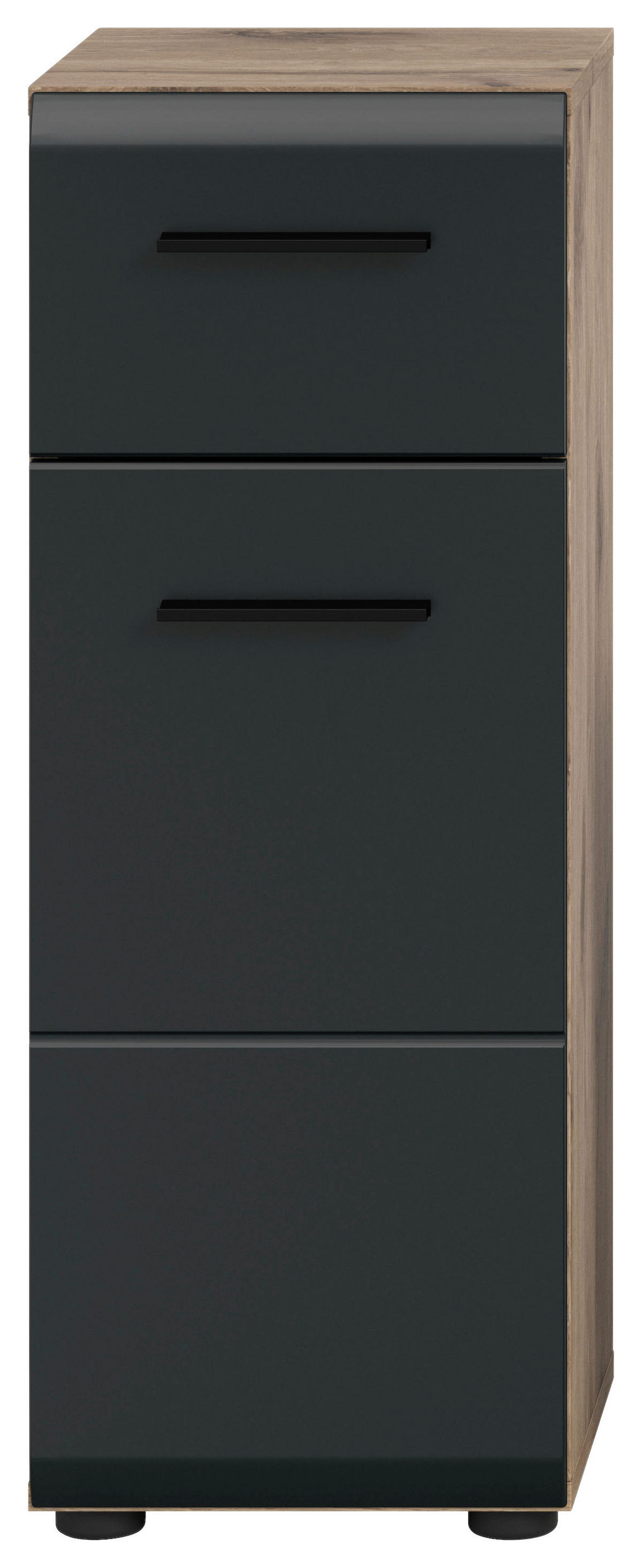 Schrank Ice Nox Oak Nachbildung schwarz matt B/H/T: ca. 30x80x30 cm Ice - schwarz (30,00/80,00/30,00cm) - xonox.home