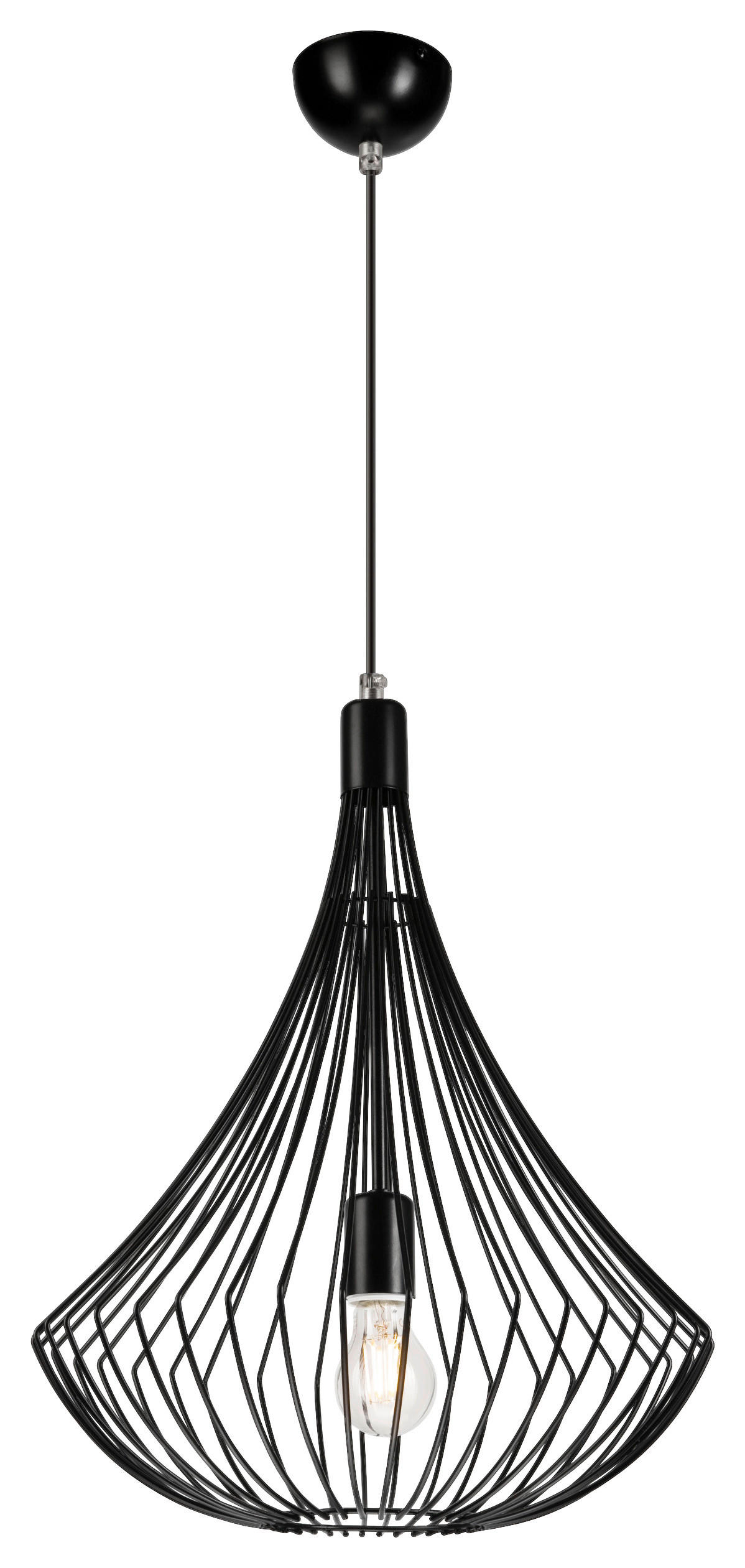 Lamkur Pendelleuchte BALERINA 29627 schwarz Stahl H/L: ca. 90x38 cm E27 1 Brennstellen Balerina - schwarz (38,00cm) - Lamkur