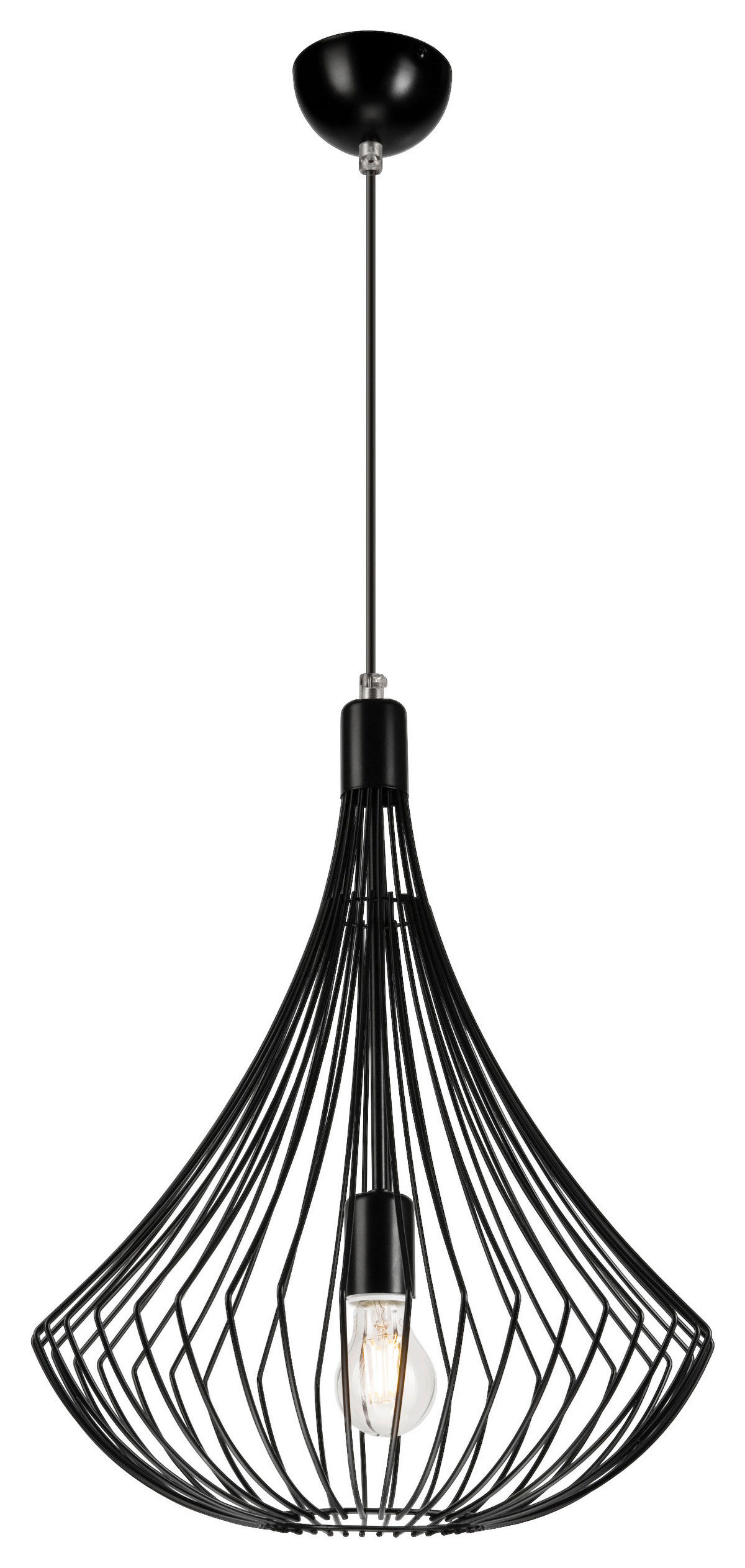 Lamkur Pendelleuchte BALERINA 29627 schwarz Stahl H/L: ca. 90x38 cm E27 1 Brennstellen Balerina - schwarz (38,00cm) - Lamkur
