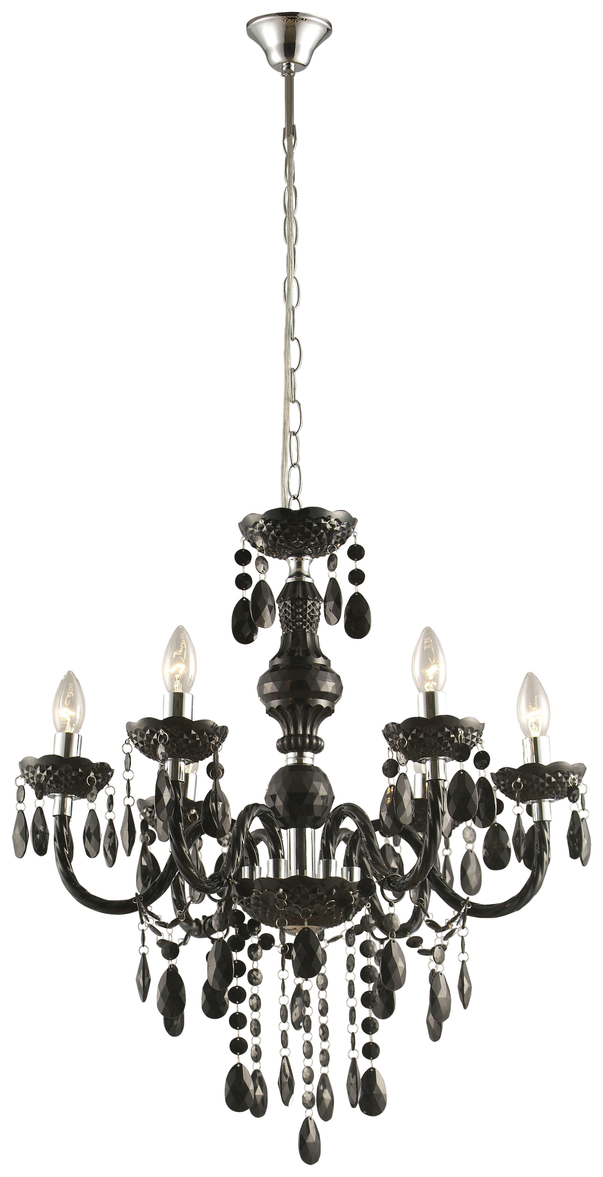 GLOBO Kronleuchter schwarz Acryl Metall H/D: ca. 166x67 cm E14 6 Brennstellen CUIMBRA I - schwarz (67,00/166,00cm) - GLOBO
