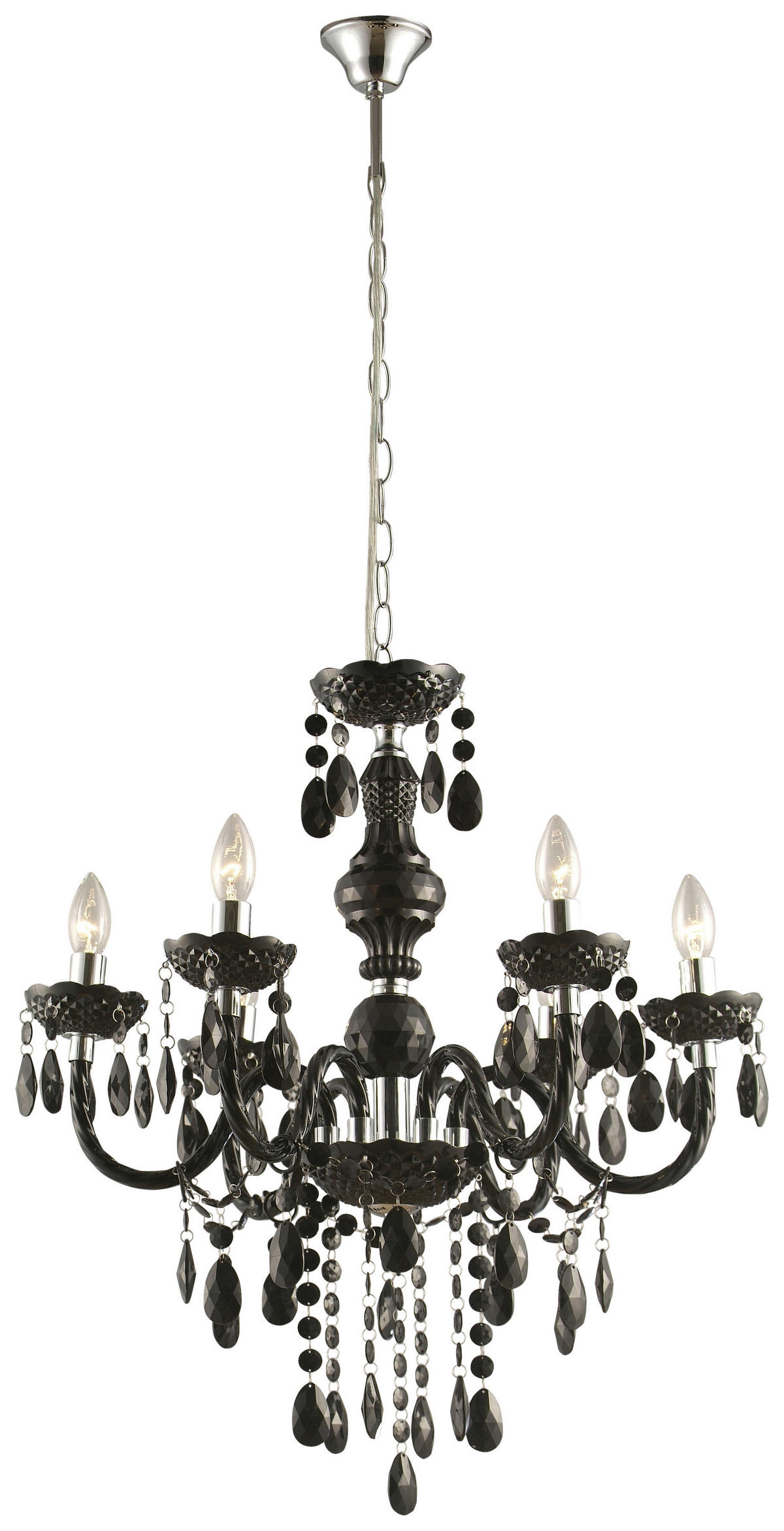 GLOBO Kronleuchter schwarz Acryl Metall H/D: ca. 166x67 cm E14 6 Brennstellen CUIMBRA I - schwarz (67,00/166,00cm) - GLOBO