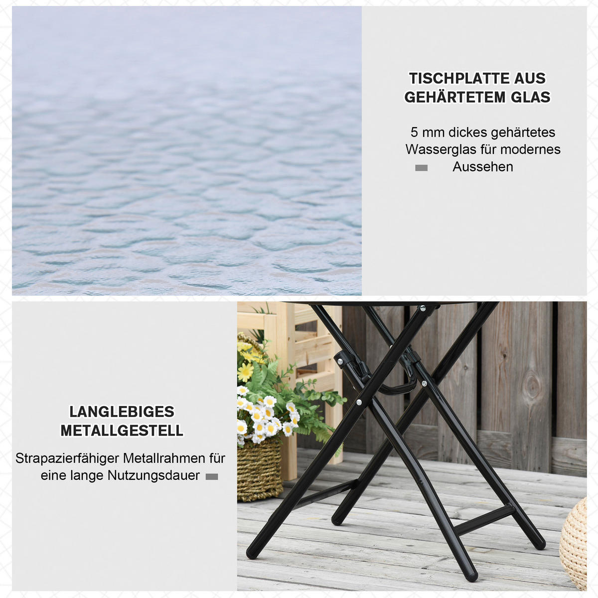 Outsunny Gartentisch schwarz Metall H/D: ca. 50x45 cm Gartentisch - schwarz (45,00/50,00cm) - Outsunny