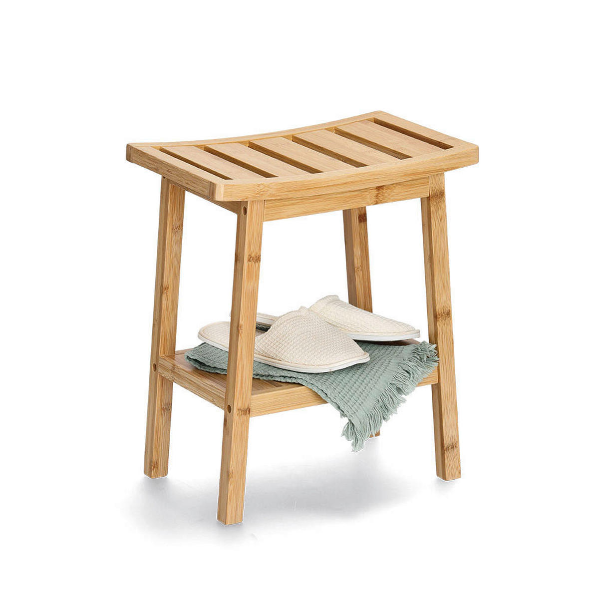 Zeller Hocker natur B/H/L: ca. 25x46x40 cm Hocker_mit_Ablage - natur (40,00/25,00/46,00cm) - Zeller