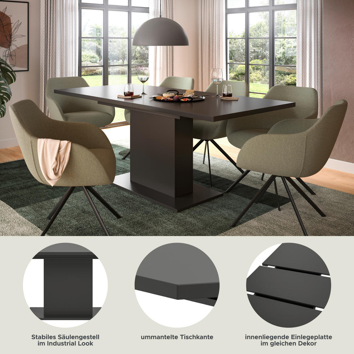 Esstisch MOTION grau B/H/T: ca. 150x76x90 cm MOTION - grau (150,00/76,00/90,00cm) - xonox.home