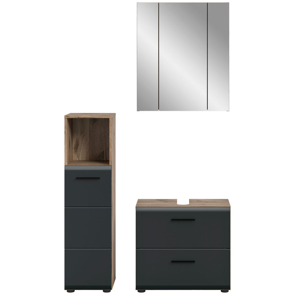 Thumbnail - Badezimmer-Set Ice Nox Oak Nachbildung schwarz matt B/H/T: ca. 105x185x30 cm