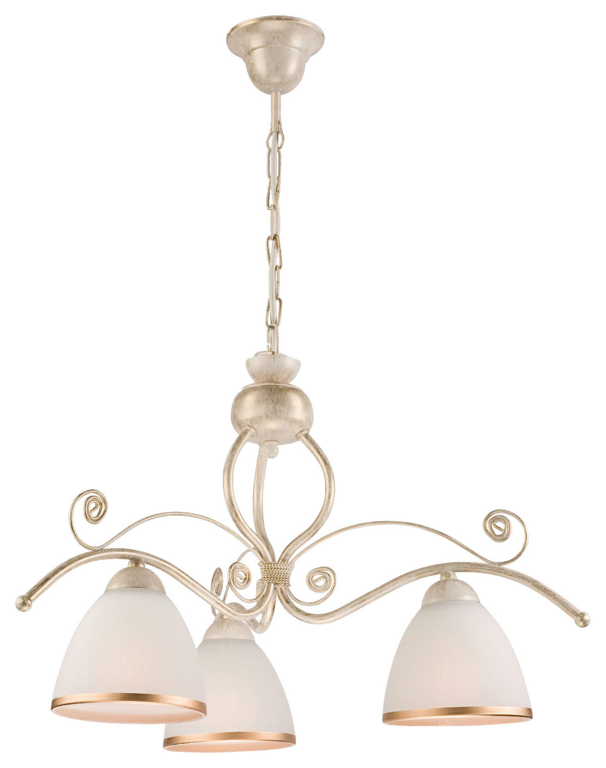 Lamkur Pendelleuchte RETRO II 19192 weiß Glas Stahl H/L: ca. 73x41 cm E27 3 Brennstellen Retro II - weiß (41,00cm) - Lamkur