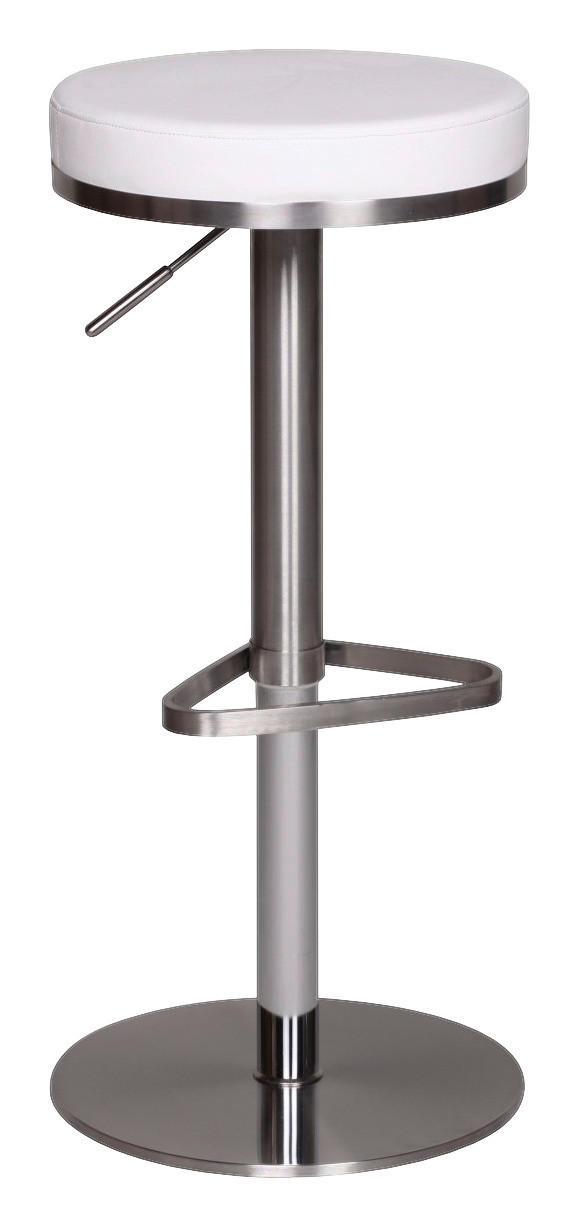 Barhocker weiß Edelstahl Kunstleder Edelstahl Edelstahl Barhocker Durable M7 - weiß/Edelstahl - Wohnling