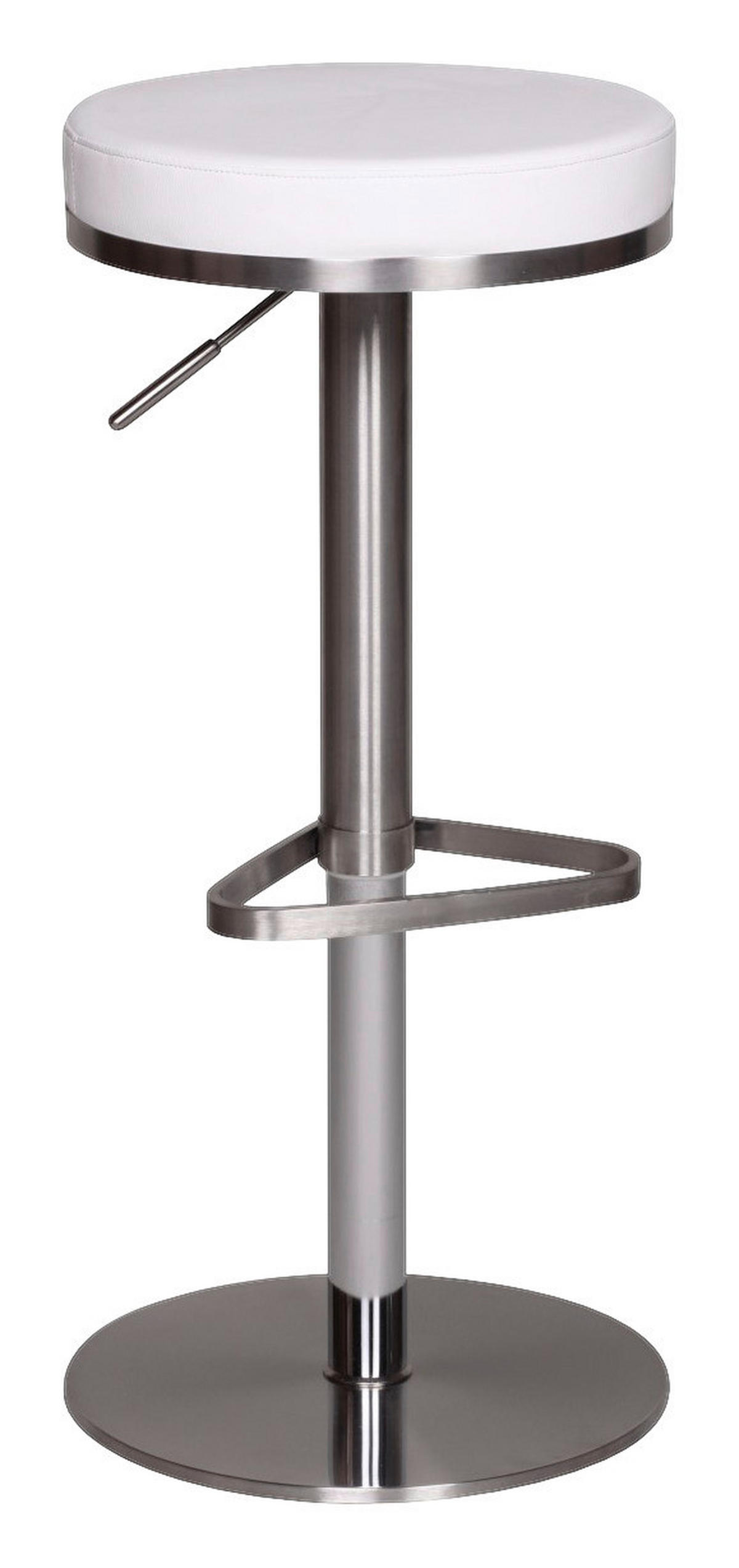 Barhocker weiß Edelstahl Kunstleder Edelstahl Edelstahl Barhocker Durable M7 - weiß/Edelstahl - Wohnling