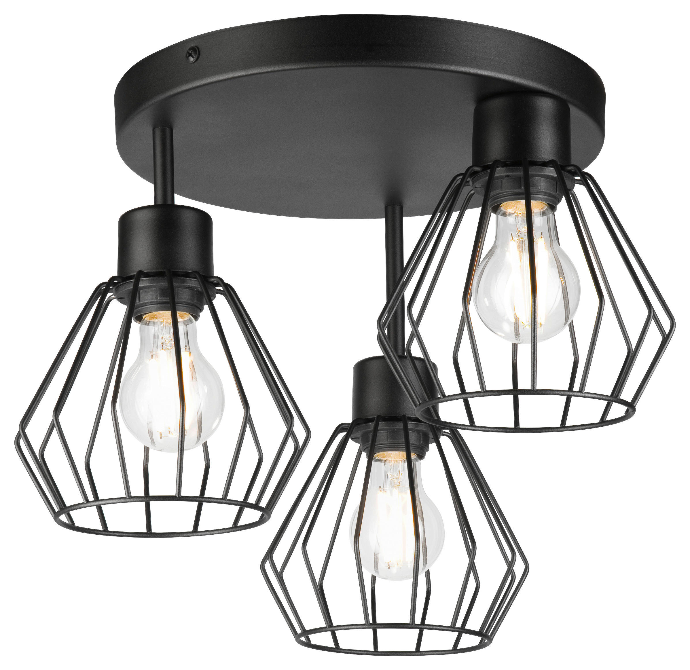 Lamkur Deckenleuchte AUDREY 50621 schwarz Stahl Glas H/L: ca. 32x38 cm E27 3 Brennstellen Audrey - schwarz (38,00cm) - Lamkur