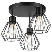 Lamkur Deckenleuchte AUDREY 50621 schwarz Stahl Glas H/L: ca. 32x38 cm E27 3 Brennstellen Audrey - schwarz (38,00cm) - Lamkur