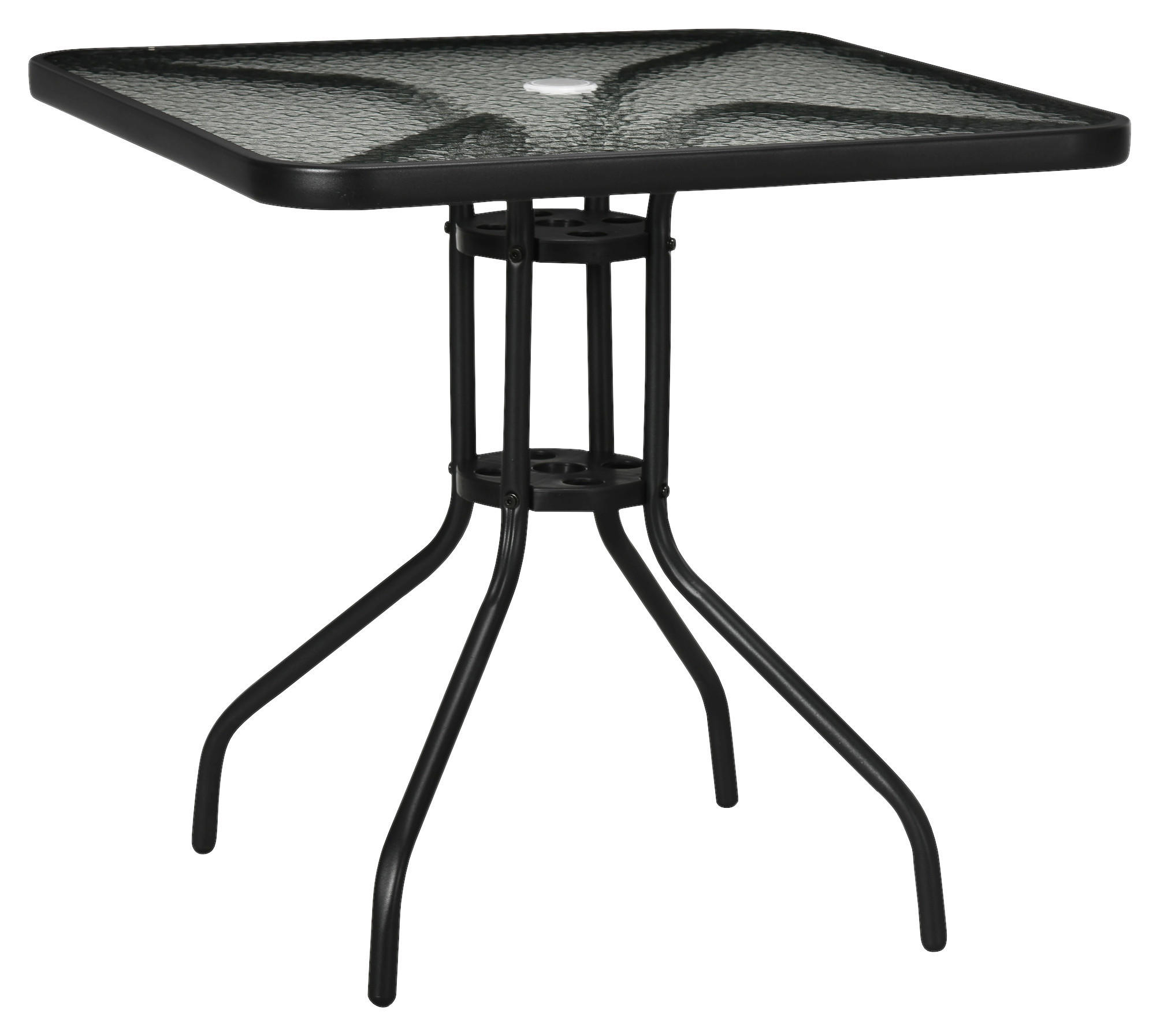 Outsunny Gartentisch schwarz Glas B/H/L: ca. 76x72x76 cm Gartentisch - schwarz (76,00/76,00/72,00cm) - Outsunny