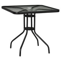 Outsunny Gartentisch schwarz Glas B/H/L: ca. 76x72x76 cm Gartentisch - schwarz (76,00/76,00/72,00cm) - Outsunny