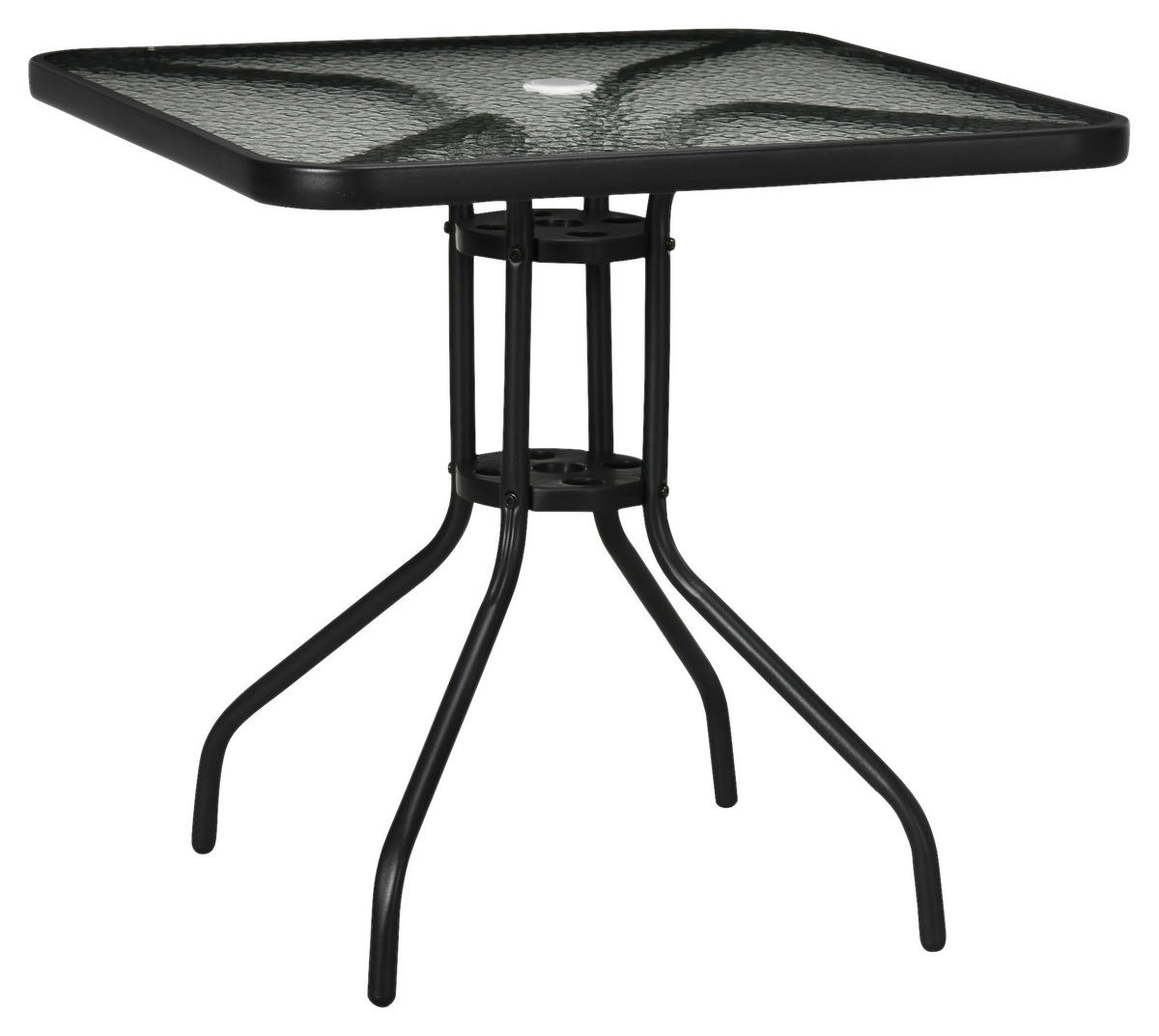 Outsunny Gartentisch schwarz Glas B/H/L: ca. 76x72x76 cm Gartentisch - schwarz (76,00/76,00/72,00cm) - Outsunny